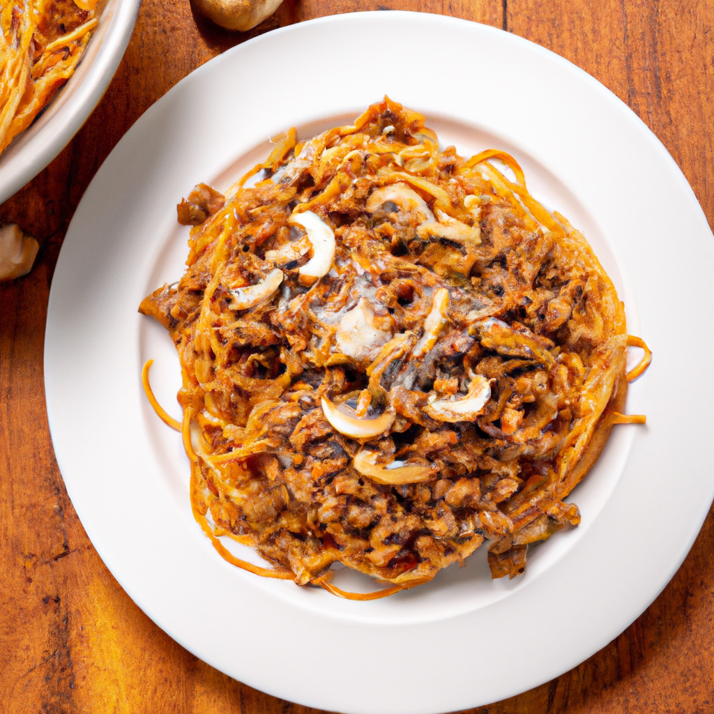 spaghetti bolognese with mushrooms