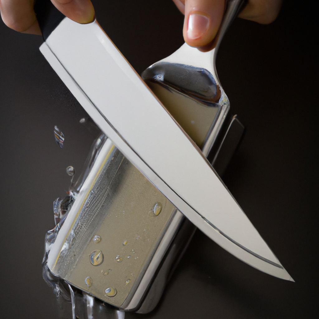 When should a knife be cleaned and sanitized?