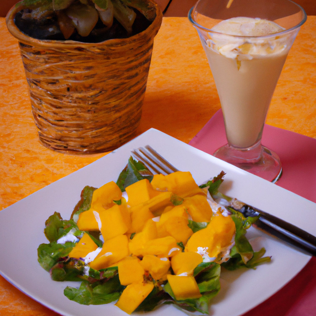 ensalada de mango con lechuga y crema de leche