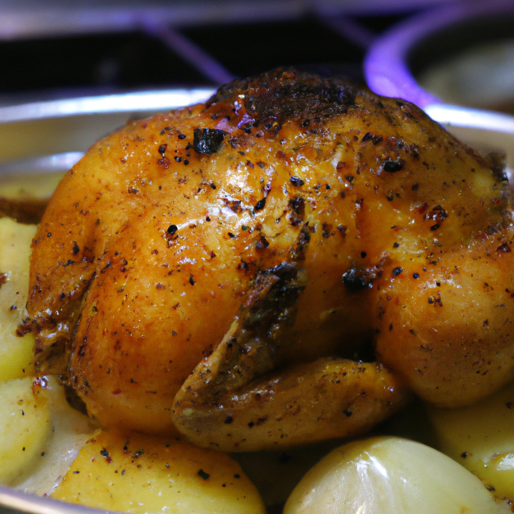 Receta de pollo al horno con patatas y cebolla